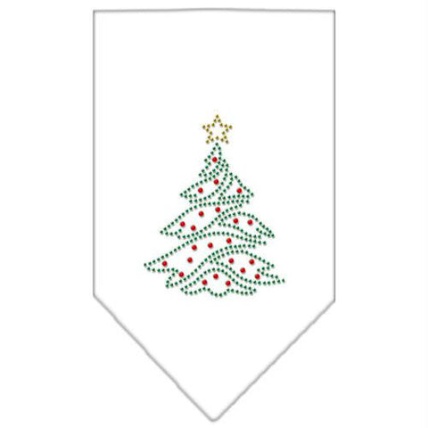 Christmas Tree Rhinestone Bandana White Large