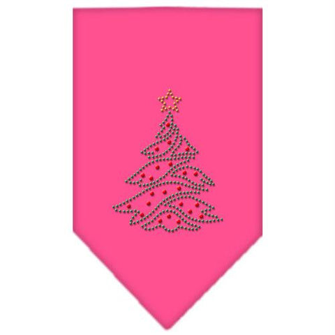 Christmas Tree Rhinestone Bandana Bright Pink Small