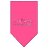 Dear Santa Rhinestone Bandana Bright Pink Small