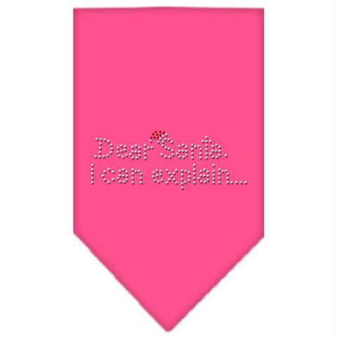 Dear Santa Rhinestone Bandana Bright Pink Small