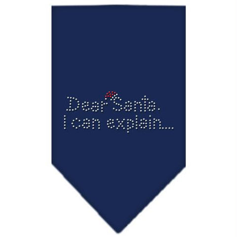 Dear Santa Rhinestone Bandana Navy Blue Small