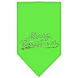 Merry Christmas Rhinestone Bandana Lime Green Large