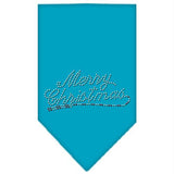 Merry Christmas Rhinestone Bandana Turquoise Large