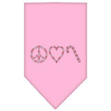 Peace Love Candy Cane Rhinestone Bandana Light Pink Small