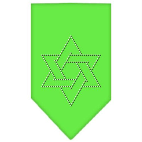 Star Of David Rhinestone Bandana Lime Green Large