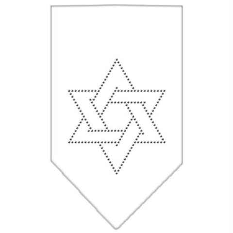 Star Of David Rhinestone Bandana White Large