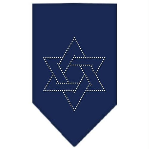 Star Of David Rhinestone Bandana Navy Blue Small