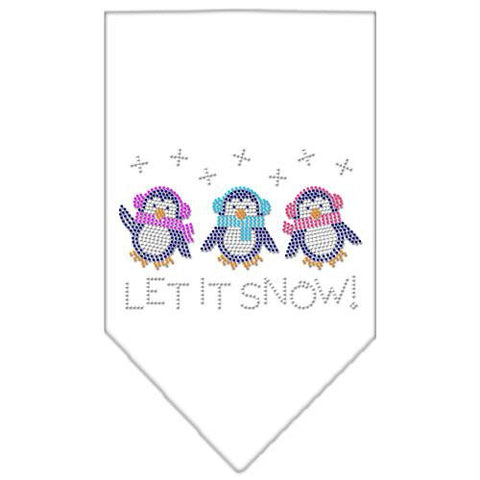 Let It Snow Penguins Rhinestone Bandana White Small