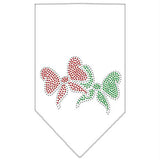 Christmas Bows Rhinestone Bandana White Small