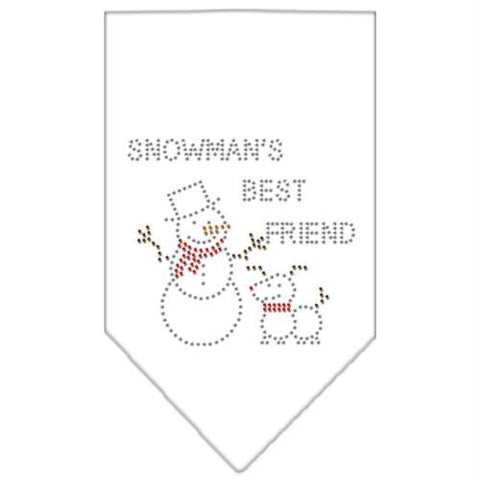 Snowman's Best Friend Rhinestone Bandana White Large