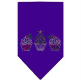 Christmas Cupcakes Rhinestone Bandana Purple Large