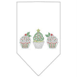 Christmas Cupcakes Rhinestone Bandana White Large