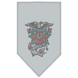 Eagle Rose Rhinestone Bandana Grey Large