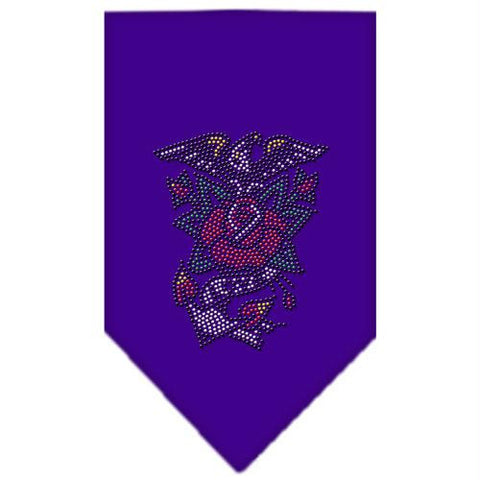Eagle Rose Rhinestone Bandana Purple Large
