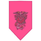 Eagle Rose Rhinestone Bandana Bright Pink Small