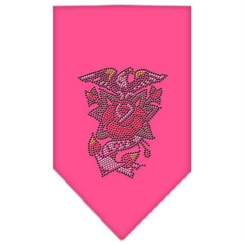 Eagle Rose Rhinestone Bandana Bright Pink Small
