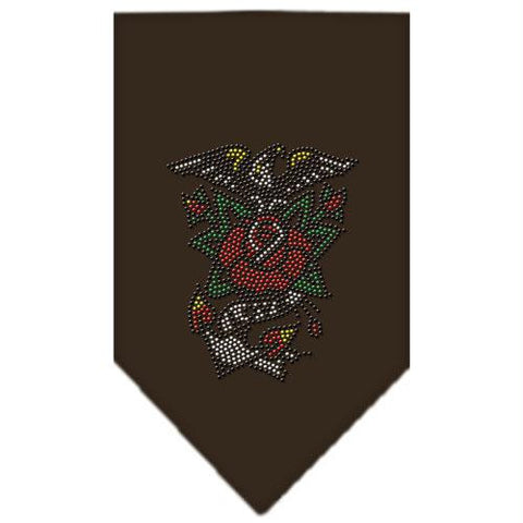 Eagle Rose Rhinestone Bandana Cocoa Small