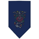 Eagle Rose Rhinestone Bandana Navy Blue Small