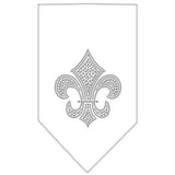 Fleur De Lis Rhinestone Bandana White Large