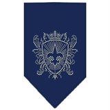 Fleur De Lis Shield Rhinestone Bandana Navy Blue Small