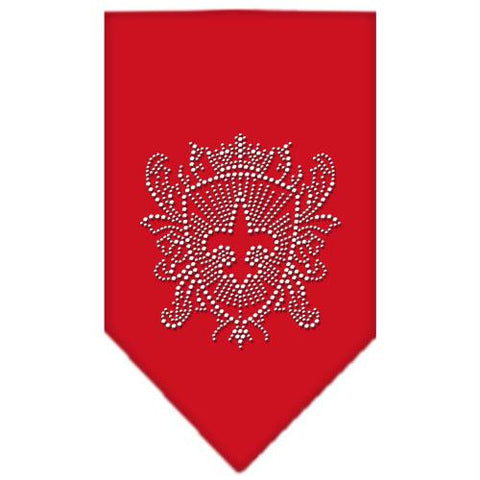 Fleur De Lis Shield Rhinestone Bandana Red Small
