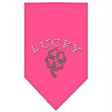 Four Leaf Clover Rhinestone Bandana Bright Pink Large