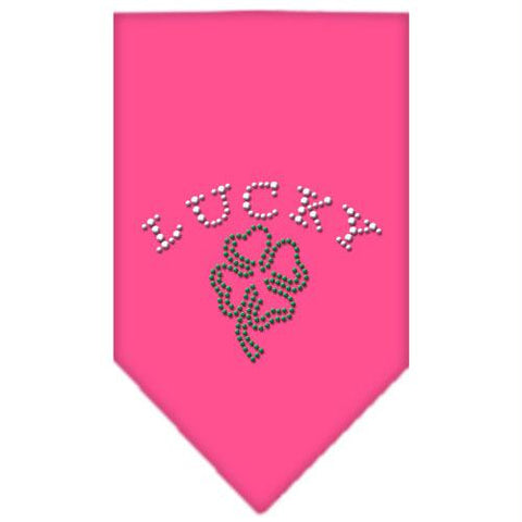 Four Leaf Clover Rhinestone Bandana Bright Pink Large