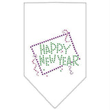 Happy New Year Rhinestone Bandana White Large