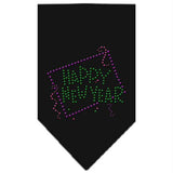 Happy New Year Rhinestone Bandana Black Small