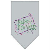 Happy New Year Rhinestone Bandana Grey Small