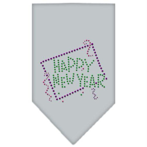 Happy New Year Rhinestone Bandana Grey Small