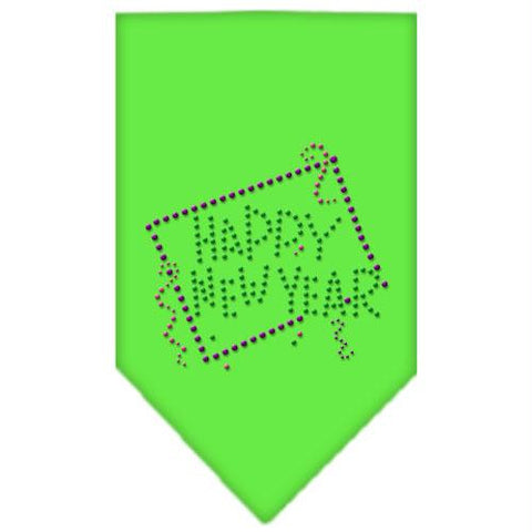 Happy New Year Rhinestone Bandana Lime Green Small