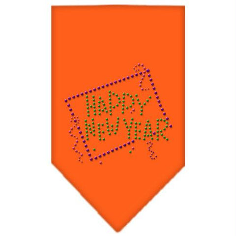 Happy New Year Rhinestone Bandana Orange Small