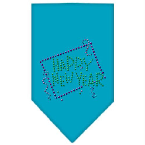 Happy New Year Rhinestone Bandana Turquoise Small