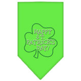 Happy St. Patricks Day Rhinestone Bandana Lime Green Large