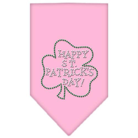 Happy St. Patricks Day Rhinestone Bandana Light Pink Large