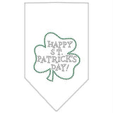 Happy St. Patricks Day Rhinestone Bandana White Large