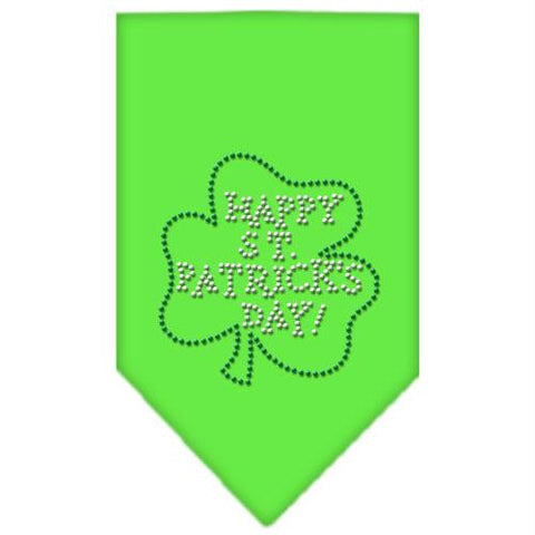 Happy St. Patricks Day Rhinestone Bandana Lime Green Small