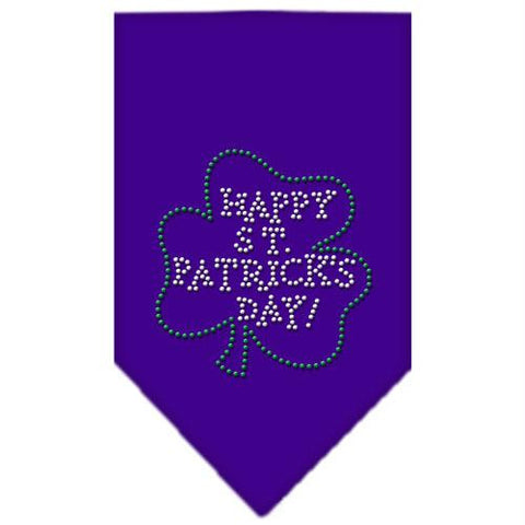 Happy St. Patricks Day Rhinestone Bandana Purple Small