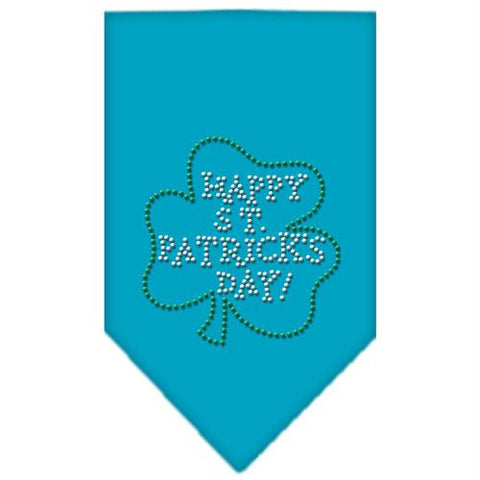 Happy St. Patricks Day Rhinestone Bandana Turquoise Small