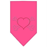 Heart Crossbone Rhinestone Bandana Bright Pink Large