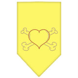 Heart Crossbone Rhinestone Bandana Yellow Large