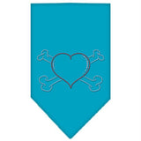 Heart Crossbone Rhinestone Bandana Turquoise Small