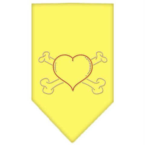 Heart Crossbone Rhinestone Bandana Yellow Small