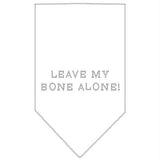 Leave My Bone Alone Rhinestone Bandana White Small
