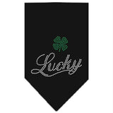 Lucky Script Rhinestone Bandana Black Large