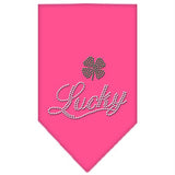 Lucky Script Rhinestone Bandana Bright Pink Large