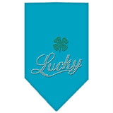 Lucky Script Rhinestone Bandana Turquoise Large