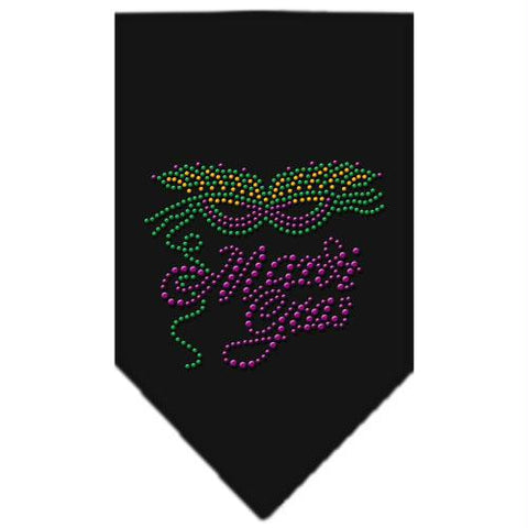 Mardi Gras Rhinestone Bandana Black Small