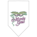 Mardi Gras Rhinestone Bandana White Small